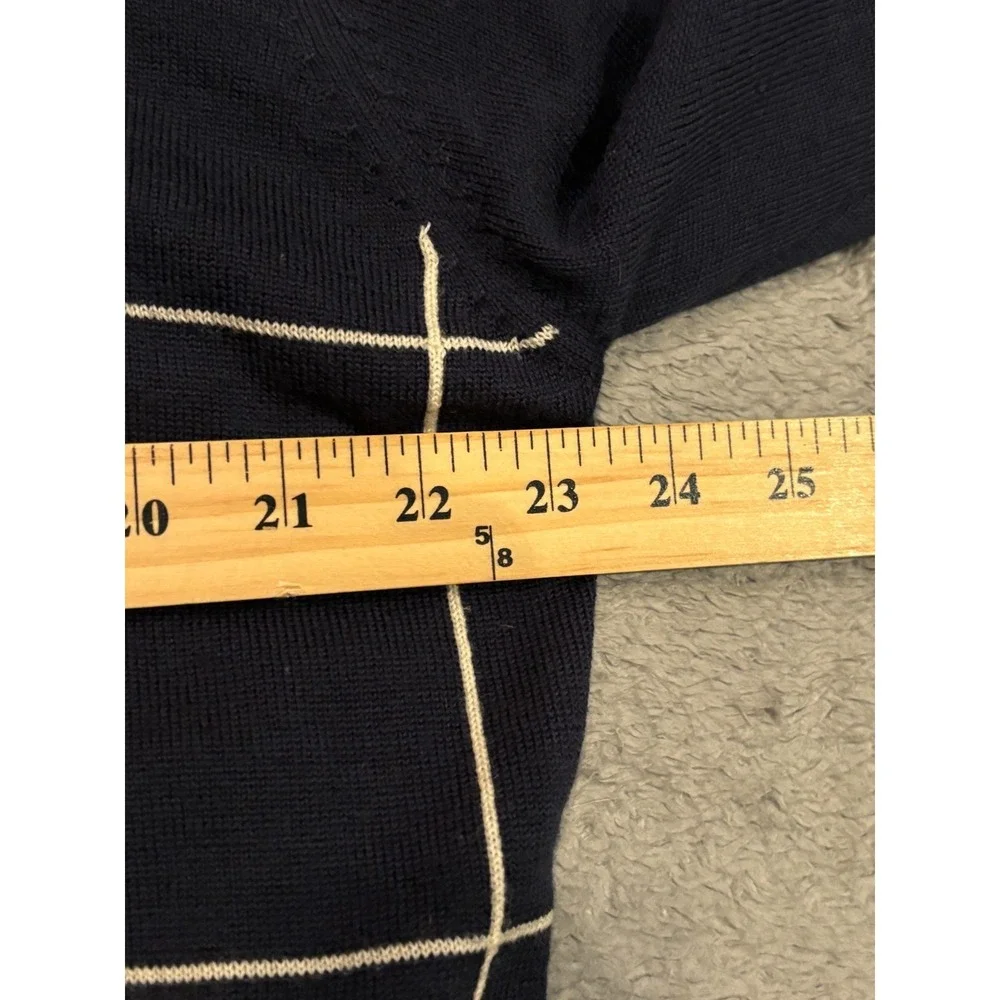 Footjoy Pullover 1/4 Zip Lined Wool Golf Sweater Jacket Mens M Navy Blue Plaid